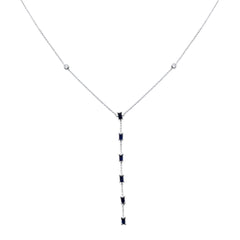 DIAMOND CLOSEOUT!  .93ct G SI 14K White Gold Diamond Blue Sapphire Drop Pendant Necklace 16+2" Ext