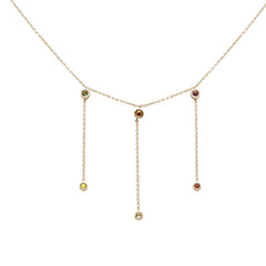 DIAMOND CLOSEOUT!  .19ct G SI 14K Yellow Gold Multi Color Gemstone Dangling Necklace 16+2" Ext
