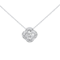 DIAMOND CLOSEOUT! .42ct G SI 14K White Gold Diamond Flower Pendant Necklace 18" Long