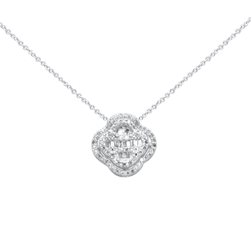 DIAMOND CLOSEOUT! .42ct G SI 14K White Gold Diamond Flower Pendant Necklace 18" Long
