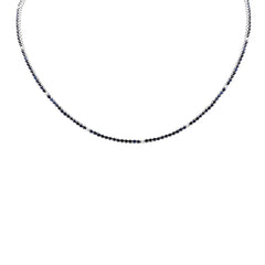 SPECIAL! 3.84ct  G SI 14K White Gold Diamond & Blue Sapphire Tennis Necklace 14+2" Ext