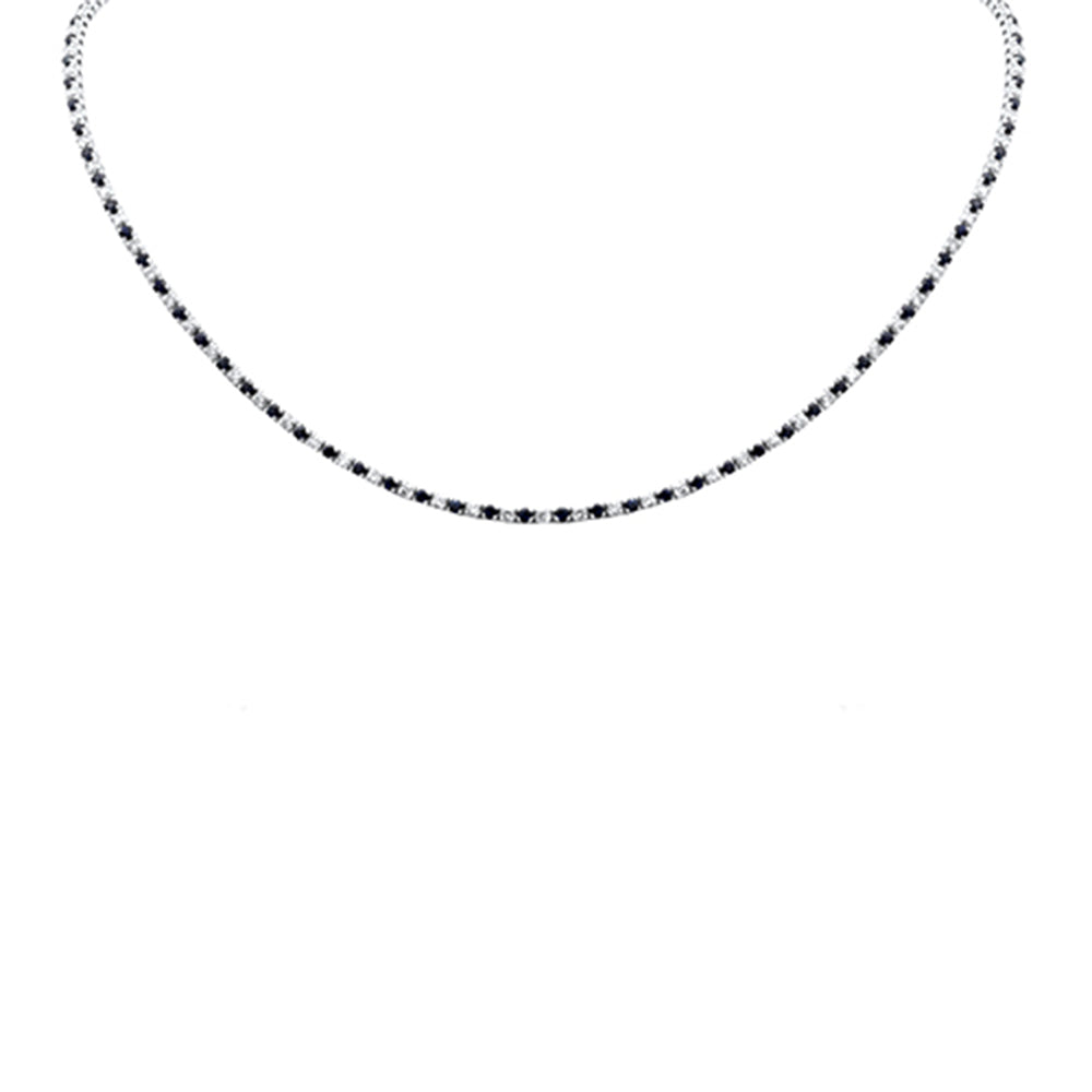 SPECIAL! 3.98ct G SI 14K White Gold Diamond & Blue Sapphire Tennis Necklace 14+4" Ext