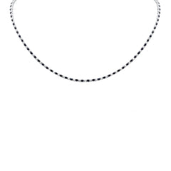 SPECIAL! 3.98ct G SI 14K White Gold Diamond & Blue Sapphire Tennis Necklace 14+4" Ext