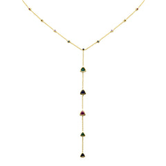 SPECIAL! 1.56ct G SI 14K Yellow Gold Multi Color Gemstone Drop Necklace 16+2" Ext