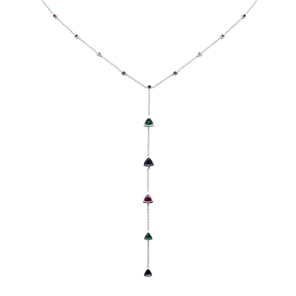 SPECIAL! 1.45ct G SI 14K White Gold Multi Color Gemstone Drop Necklace 16+2" Ext