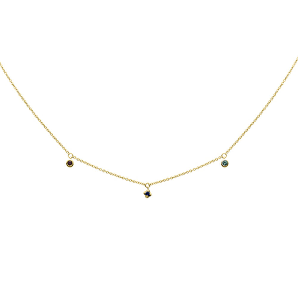 SPECIAL! .08ct G SI 14K Yellow Gold Multi Color Gemstone Necklace 16+2" Ext