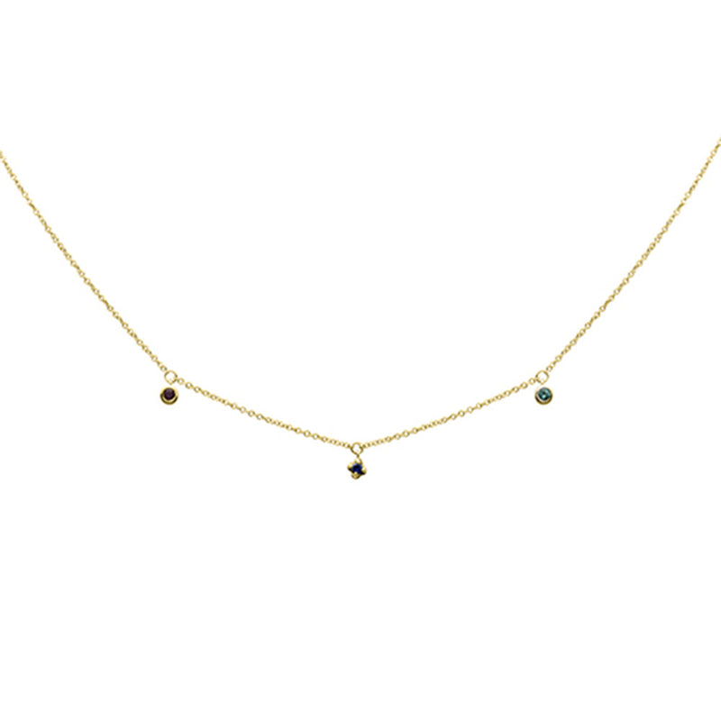 SPECIAL! .08ct G SI 14K Yellow Gold Multi Color Gemstone Necklace 16+2" Ext