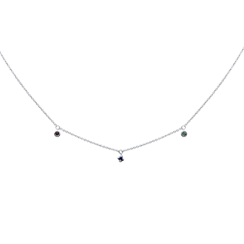 SPECIAL! .10ct G SI 14K White Gold Multi Color Gemstone Necklace 16+2" Ext