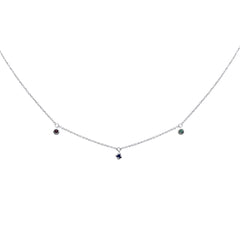 SPECIAL! .10ct G SI 14K White Gold Multi Color Gemstone Necklace 16+2" Ext