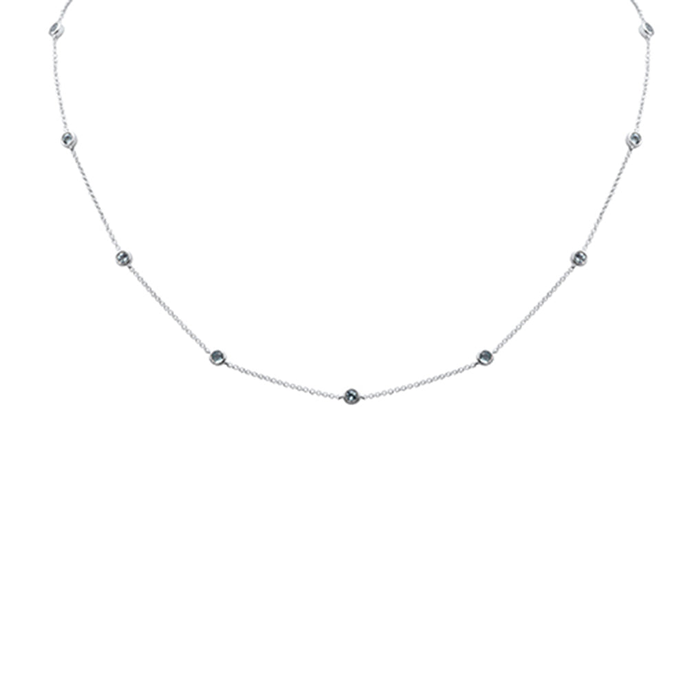 DIAMOND CLOSEOUT!  .06ct G SI 14K White Gold Aquamarine Gemstone Necklace 16+2" Ext