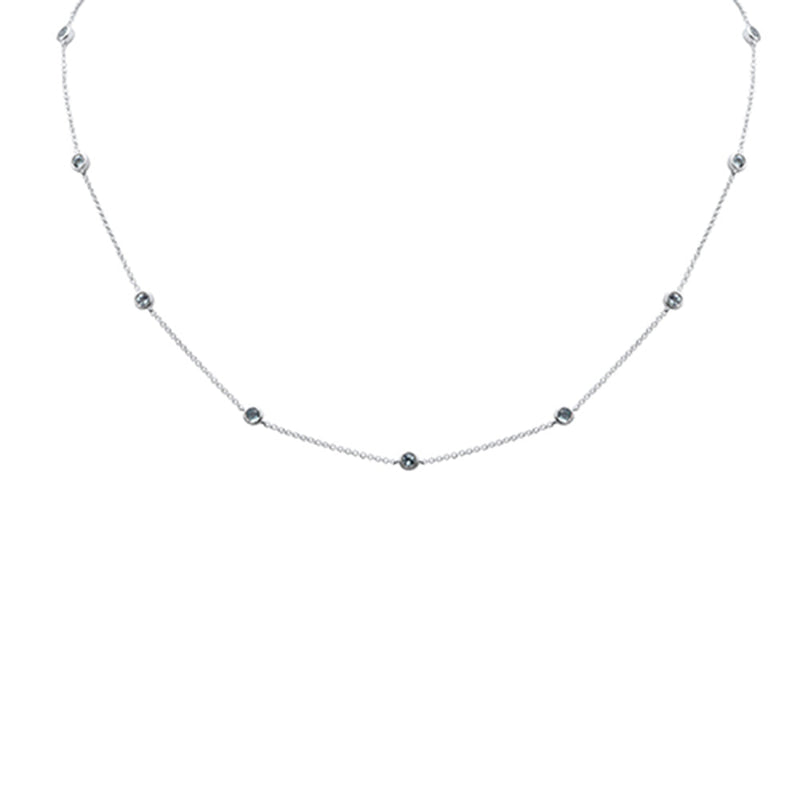 DIAMOND CLOSEOUT!  .06ct G SI 14K White Gold Aquamarine Gemstone Necklace 16+2" Ext