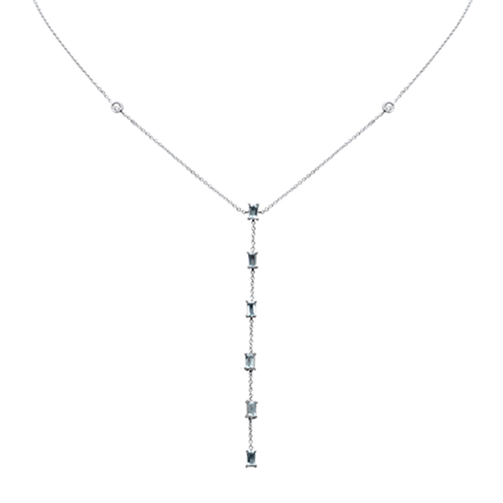 span>GEMSTONE CLOSEOUT! .60ct G SI 14K White Gold Diamond & Aquamarine Gemstone Necklace 16+2" Ext