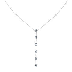 span>GEMSTONE CLOSEOUT! .60ct G SI 14K White Gold Diamond & Aquamarine Gemstone Necklace 16+2" Ext