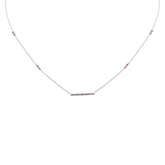 SPECIAL! .40ct G SI 14K White Gold Pink Sapphire Bar Pendant Necklace 16+2" Ext