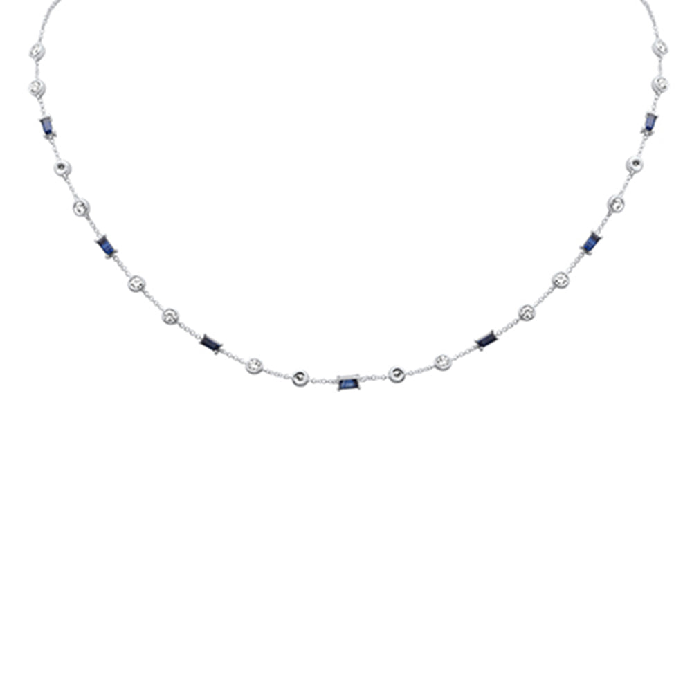 SPECIAL! 2.64ct G SI 14K White Gold Diamond & Blue Sapphire Necklace 16+2" Ext