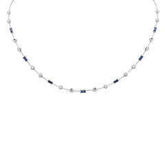 SPECIAL! 2.64ct G SI 14K White Gold Diamond & Blue Sapphire Necklace 16+2" Ext