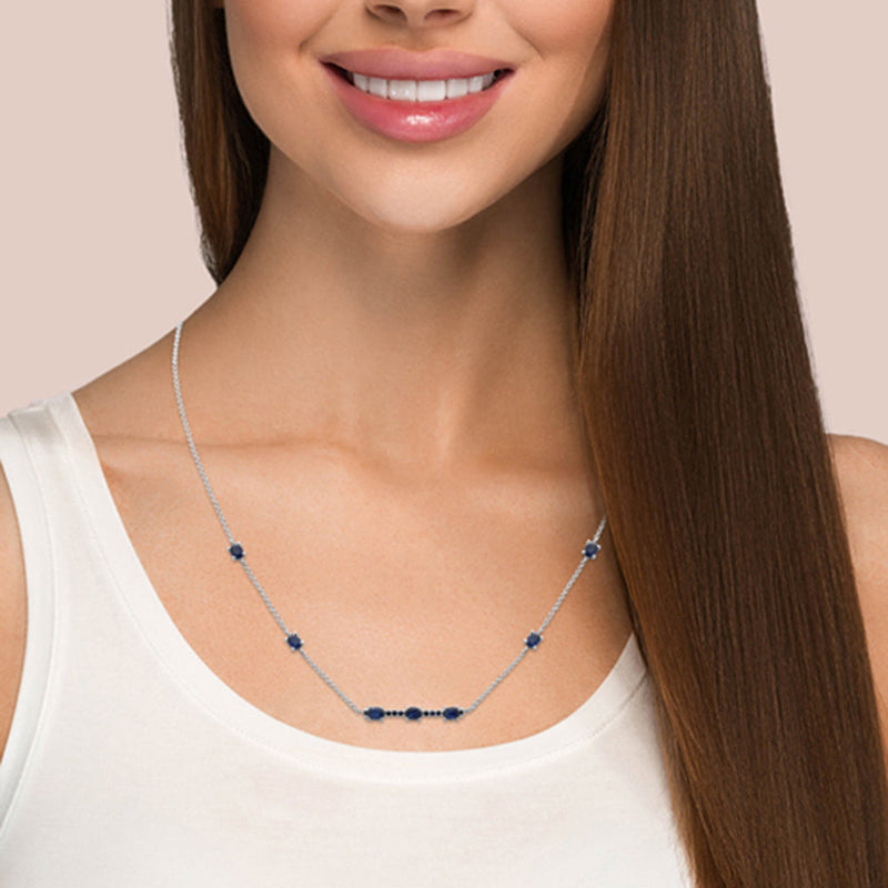SPECIAL! 1.46ct G SI 14K White Gold Blue Sapphire Pendant Necklace 16+2" Ext