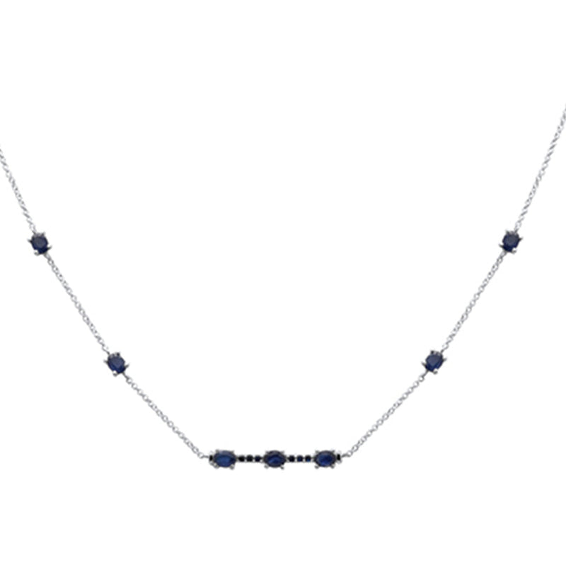 SPECIAL! 1.46ct G SI 14K White Gold Blue Sapphire Pendant Necklace 16+2" Ext