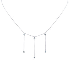 SPECIAL! .17ct G SI 14K White Gold Aquamarine Dangling Necklace 16+2" Ext