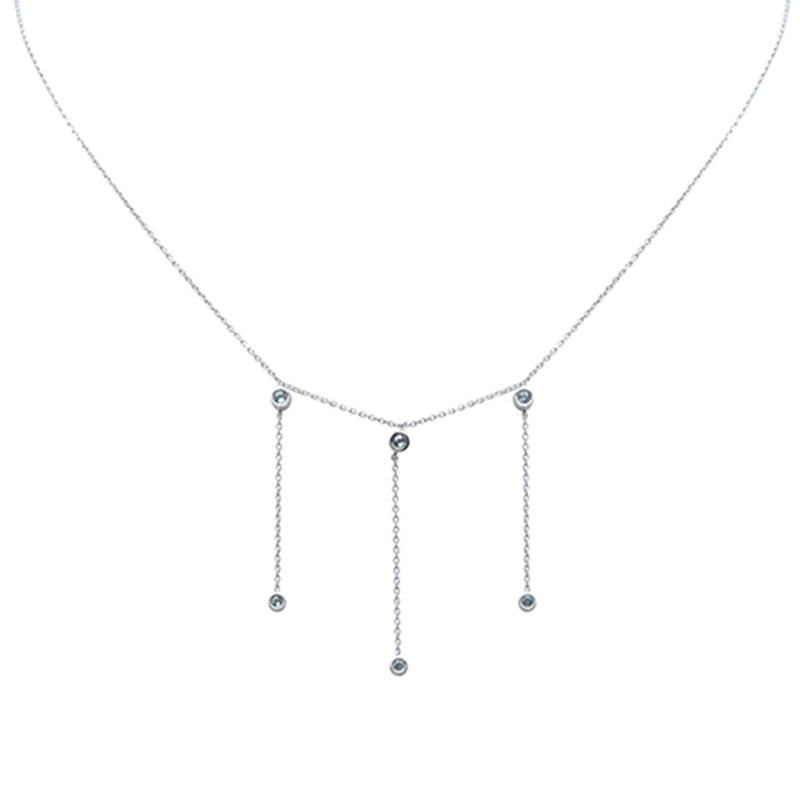 SPECIAL! .17ct G SI 14K White Gold Aquamarine Dangling Necklace 16+2" Ext