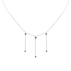 SPECIAL! .20ct G SI 14K White Gold Blue Sapphire Dangling Necklace 16+2" Ext
