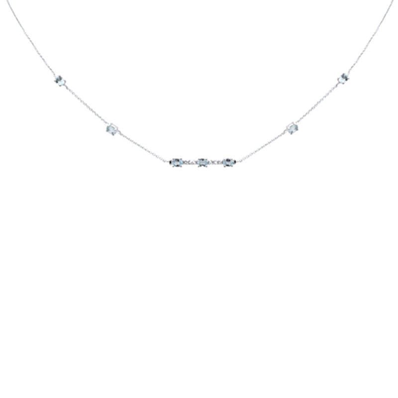 SPECIAL! 1.01ct G SI 14K White Gold Diamond & Aquamarine Pendant Necklace 16+2" Ext