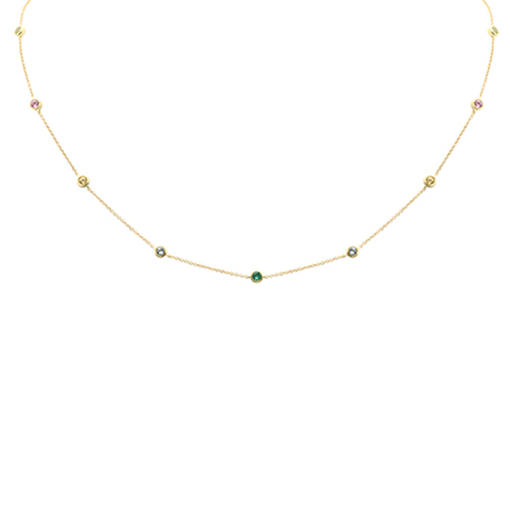 SPECIAL! .66ct G SI 14K Yellow Gold Multi Color Gemstone Necklace 16+2" Ext