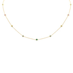SPECIAL! .66ct G SI 14K Yellow Gold Multi Color Gemstone Necklace 16+2" Ext