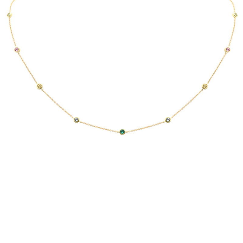SPECIAL! .66ct G SI 14K Yellow Gold Multi Color Gemstone Necklace 16+2" Ext