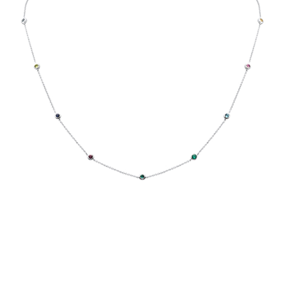 SPECIAL! .69ct G SI 14K White Gold Multi Color Gemstone Necklace 16 + 2" Ext