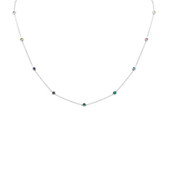 SPECIAL! .69ct G SI 14K White Gold Multi Color Gemstone Necklace 16 + 2" Ext