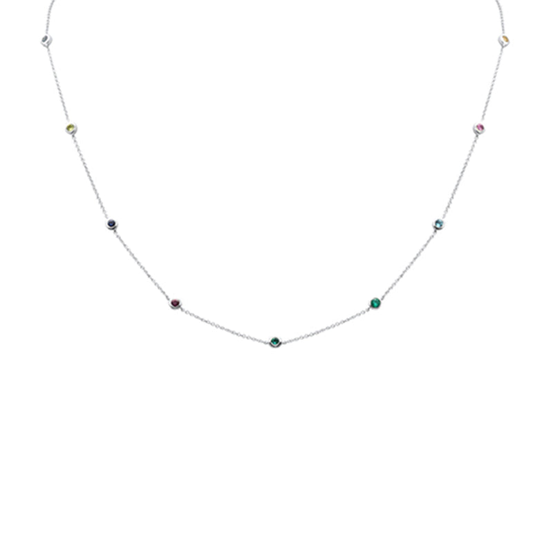 SPECIAL! .69ct G SI 14K White Gold Multi Color Gemstone Necklace 16 + 2" Ext