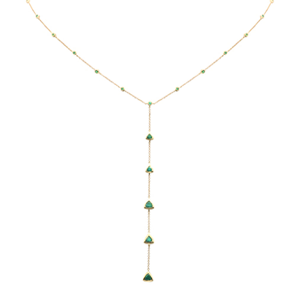 GEMSTONE CLOSEOUT!  1.29ct G SI 14K Yellow Gold Emerald Gemstone Drop Lariat Necklace 16+2" Ext