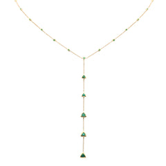 GEMSTONE CLOSEOUT!  1.29ct G SI 14K Yellow Gold Emerald Gemstone Drop Lariat Necklace 16+2" Ext