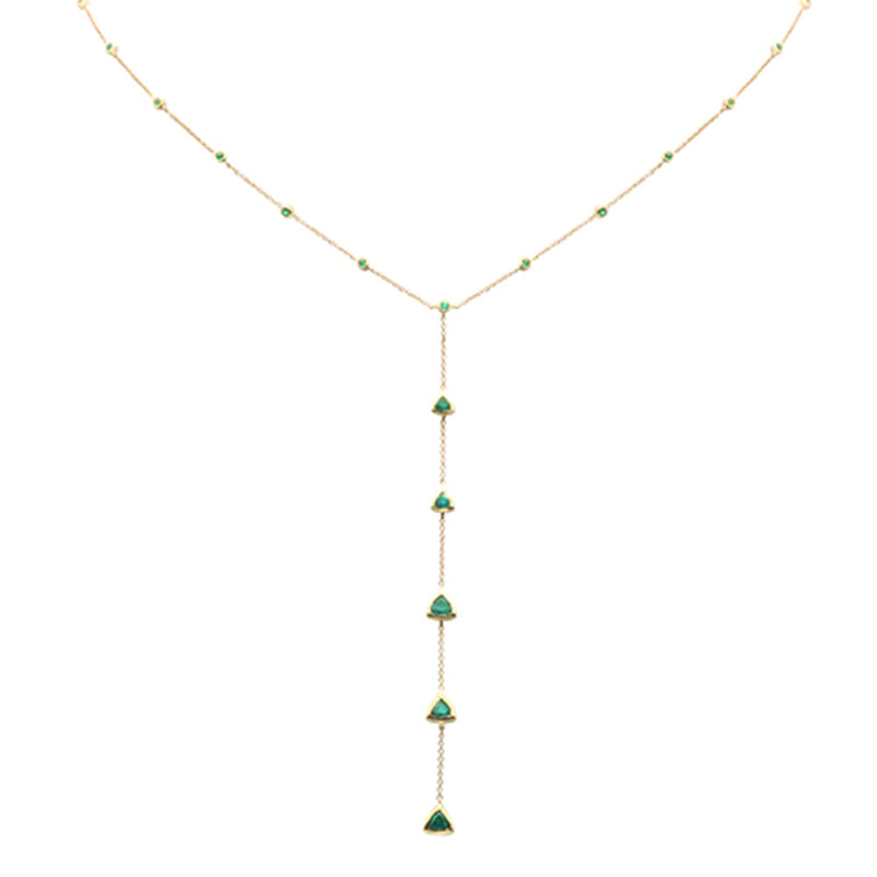 GEMSTONE CLOSEOUT!  1.29ct G SI 14K Yellow Gold Emerald Gemstone Drop Lariat Necklace 16+2" Ext