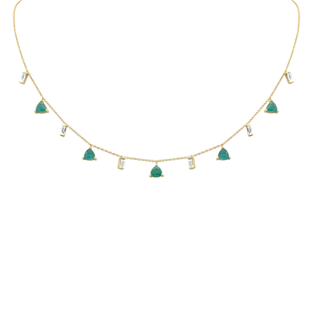 GEMSTONE CLOSEOUT!  .55ct, 2.27ct G SI 14K Yellow Gold Diamond & Emerald Gemstone Necklace 16+2" Ext