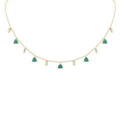 GEMSTONE CLOSEOUT!  .55ct, 2.27ct G SI 14K Yellow Gold Diamond & Emerald Gemstone Necklace 16+2" Ext