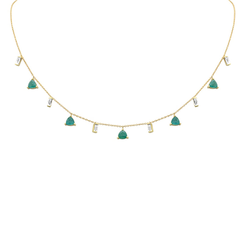 GEMSTONE CLOSEOUT!  .55ct, 2.27ct G SI 14K Yellow Gold Diamond & Emerald Gemstone Necklace 16+2" Ext
