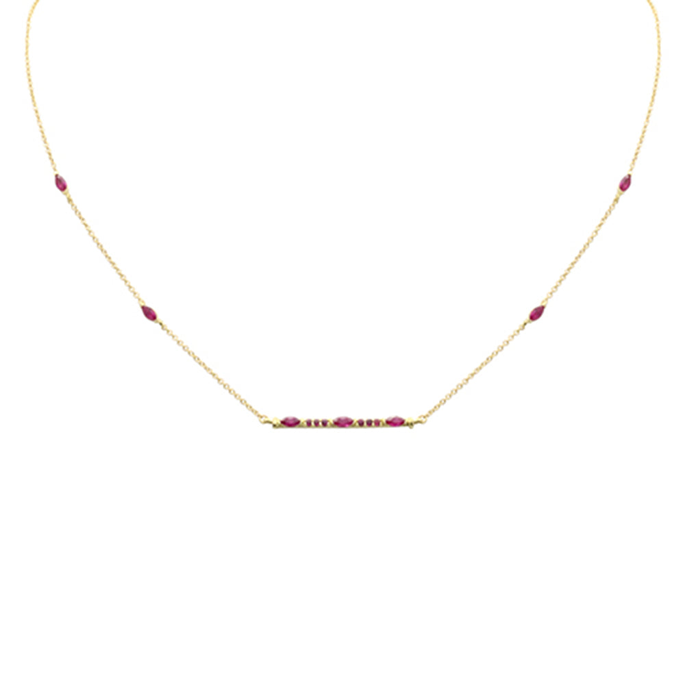 DIAMOND CLOSEOUT!  .76ct G SI 14K Yellow Gold Ruby Gemstone Pendant Necklace 14+2" Ext
