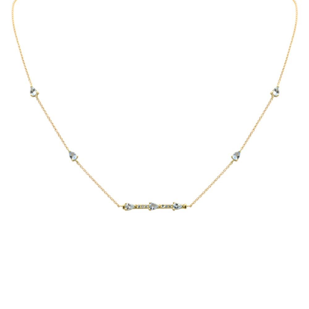 SPECIAL!.84ct G SI 14K Yellow Gold Aquamarine Gemstone Pendant Necklace 14+2" Ext