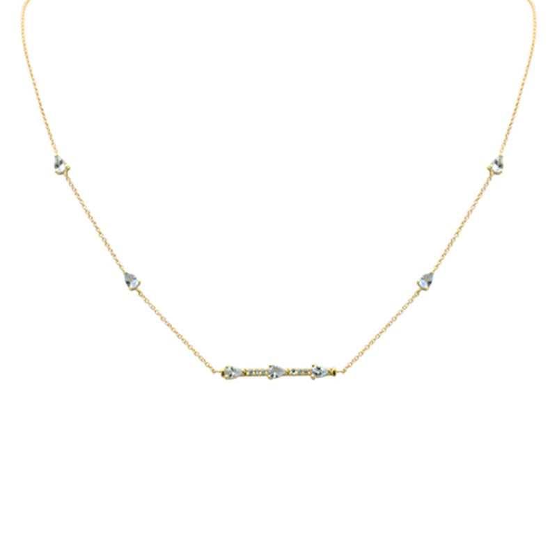 SPECIAL!.84ct G SI 14K Yellow Gold Aquamarine Gemstone Pendant Necklace 14+2" Ext