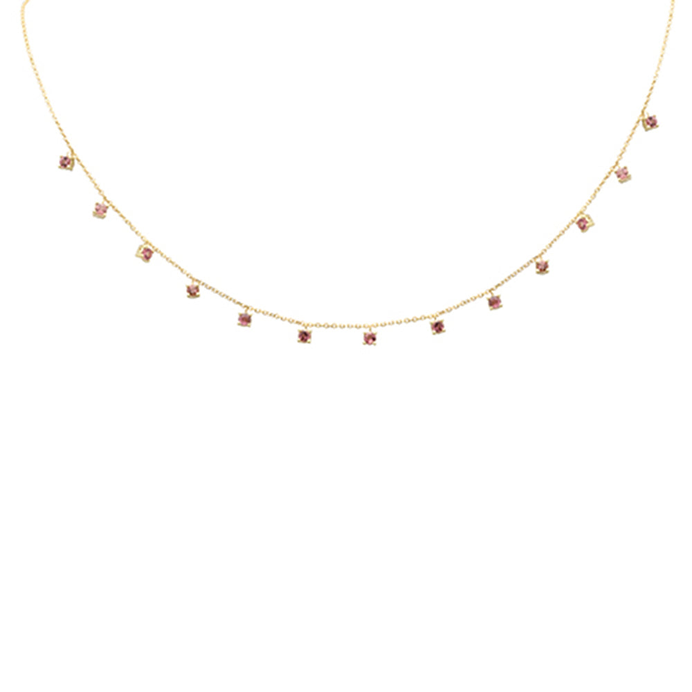 DIAMOND CLOSEOUT!  .61ct G SI 14K Yellow Gold Pink Tourmaline Gemstone Necklace 16+2" Ext