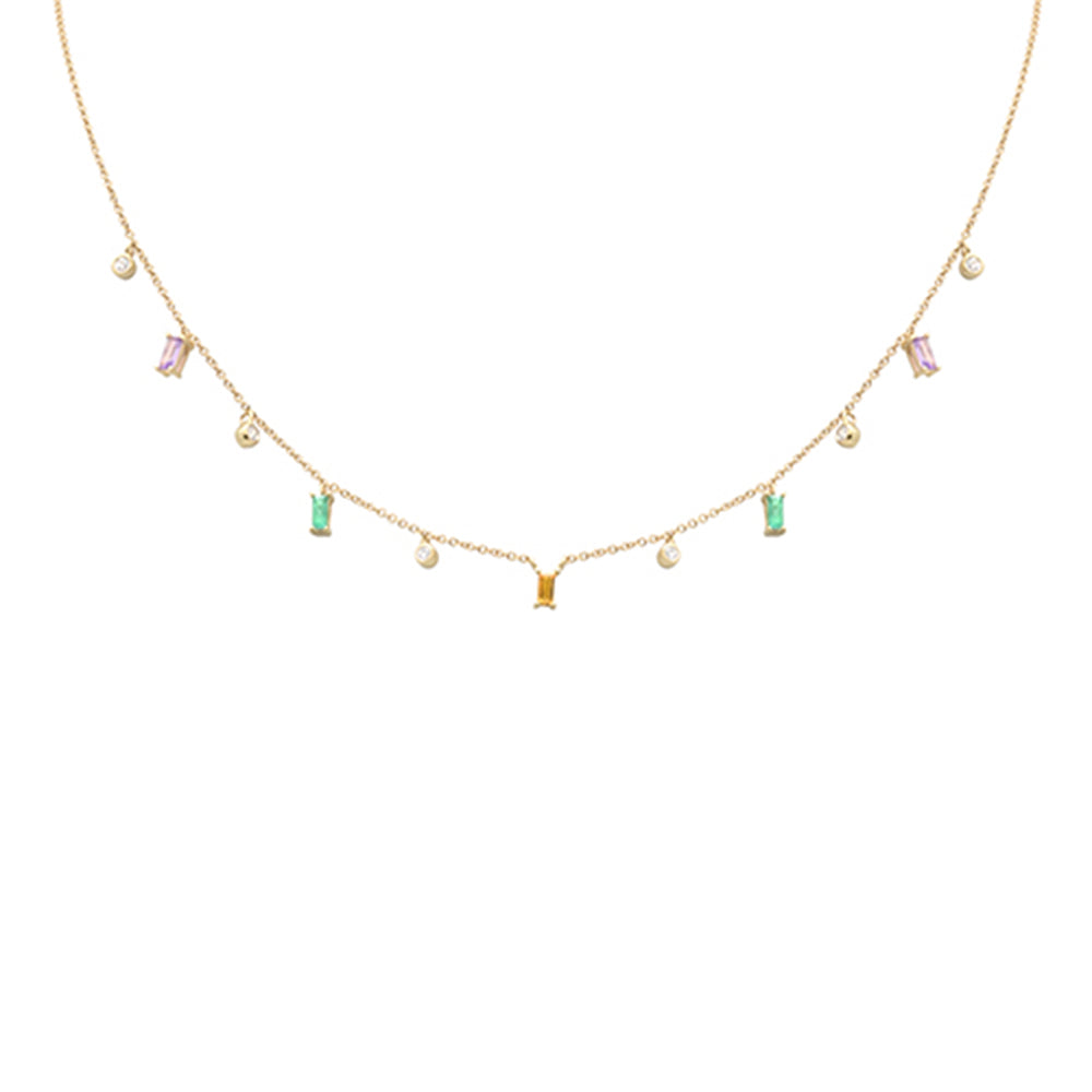 SPECIAL! .77ct G SI 14K Yellow Gold Diamond & Multi Color Gemstone Necklace 16 + 2" Ext