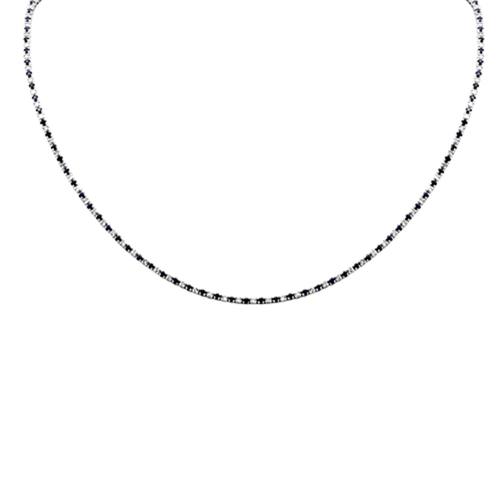 SPECIAL! 4.64ct G SI 14K White Gold Diamond & Blue Sapphire Tennis Necklace 16+2" Ext