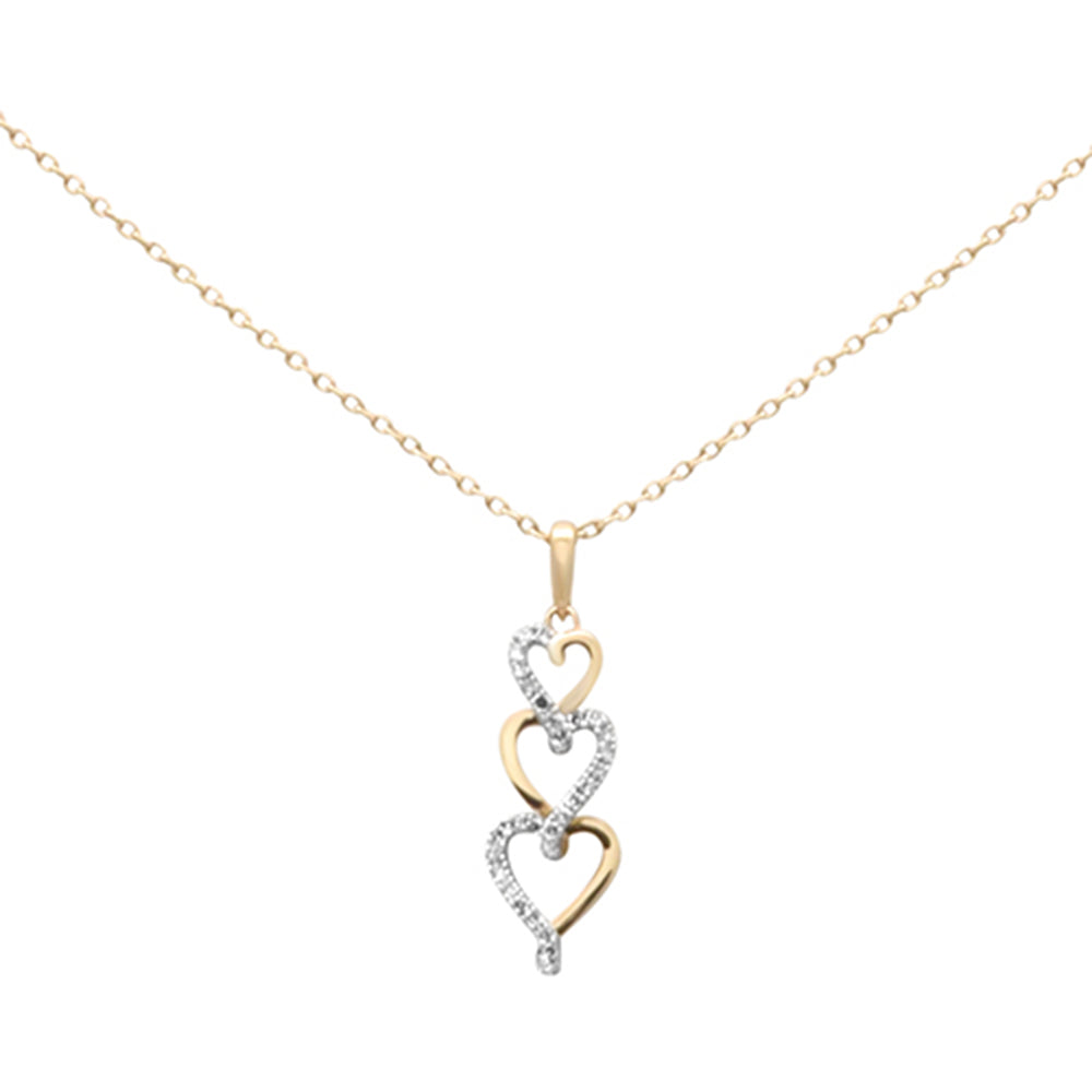 SPECIAL!.08ct G SI 14K Yellow Gold Diamond Heart Drop Pendant Necklace 18" Long