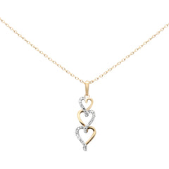 SPECIAL!.08ct G SI 14K Yellow Gold Diamond Heart Drop Pendant Necklace 18" Long