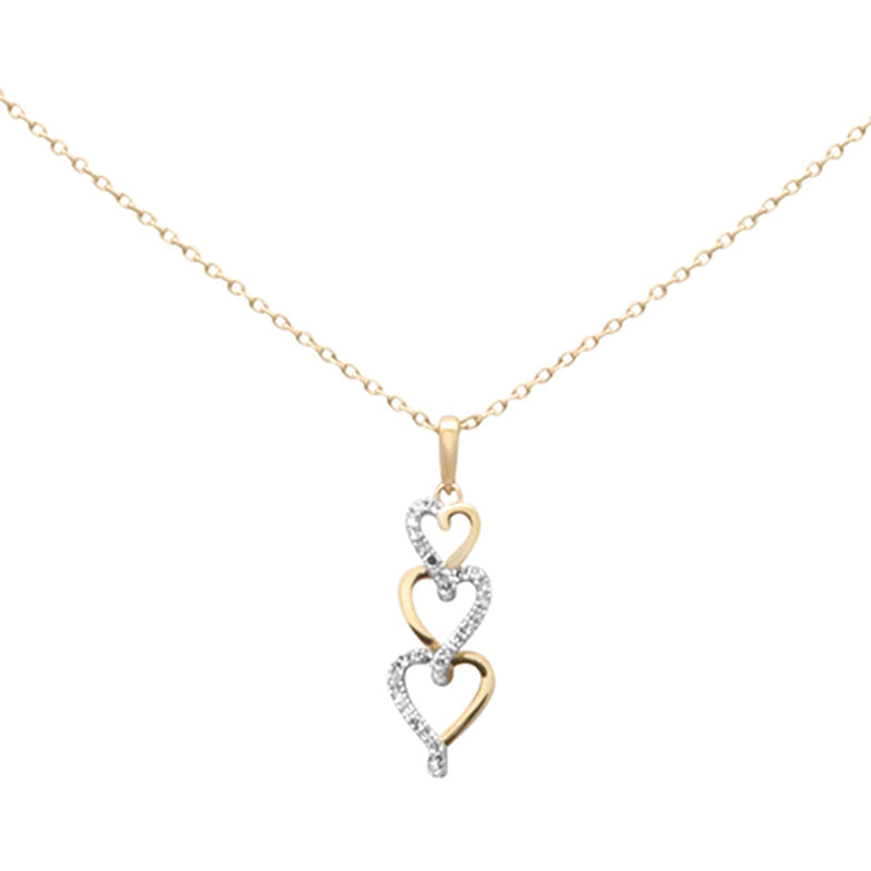 SPECIAL!.08ct G SI 14K Yellow Gold Diamond Heart Drop Pendant Necklace 18" Long
