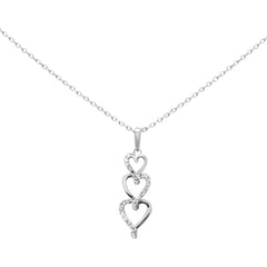 .08ct G SI 14K White Gold Diamond Heart Drop Pendant Necklace 18" Long