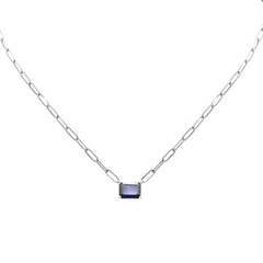 SPECIAL! 3.00ct G SI 14K White Gold Blue Sapphire Paperclip Necklace 14 + 2" Ext