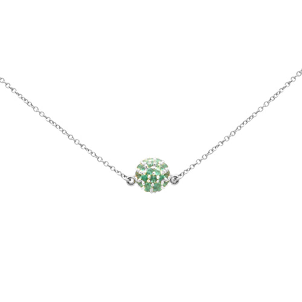 GEMSTONE CLOSEOUT!   .44ct G SI 14K White Gold Round Emerald Pendant Necklace 16 + 2" Ext